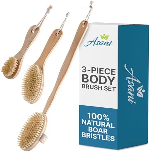 Asani Dry Brushing Body Brush Set for Lymphatic Drainage & Cellul...