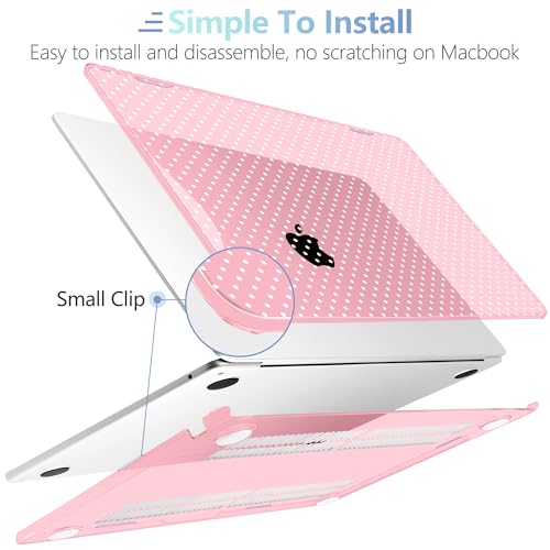 Image of MEEgoodo for M5 /M4 /M3 /M2 MacBook Air 15 inch Case 2026 2025 2024 2023, Case Fit Model (A3448 /A3241 /A3114 /A2941) for MacBook Air 15.3 inch, Cherry Blossom Pink&Polka Dots