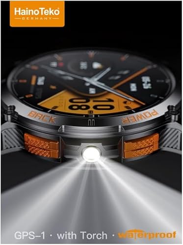 HainoTeko GPS1 Waterproof Smart Watch With GPS AMOLED Display in-Buit Torch and 3 Pair Strap Designed For Gents and Boys