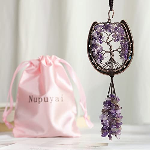 Nupuyai Amethyst Horseshoe Tree of Life Hanging Ornament - Image 3