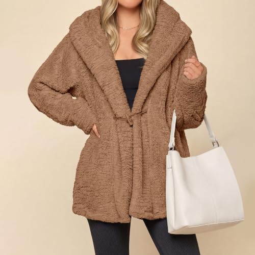 Sherpa Jacket Women Fleece Cardigan Hooded Loose Warm Coat Winter 2026 - image 3
