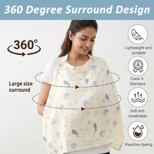 Image of Snowie Soft Muslin Nursing Cover Cotton Breathable Design