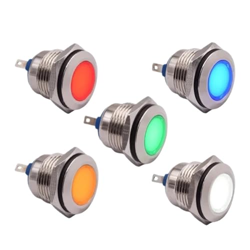 Piloto de señal para automatización industrial luz indicadora LED 12V 24V de metal 16mm