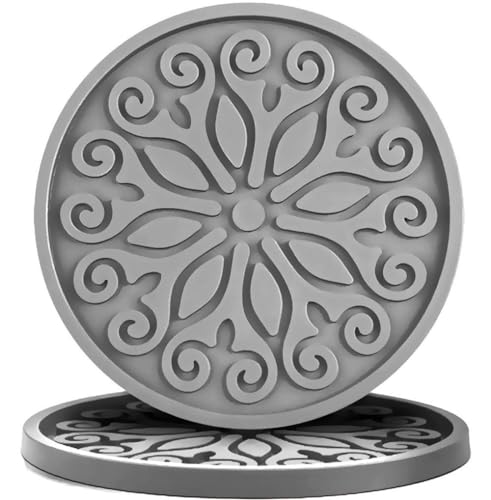 Silicone Coasters for Drinks,Resistant Reusable Drink Coasters-Great Gift for Birthday, Housewarming,Room Decor,Holiday Party (*2-Gray)