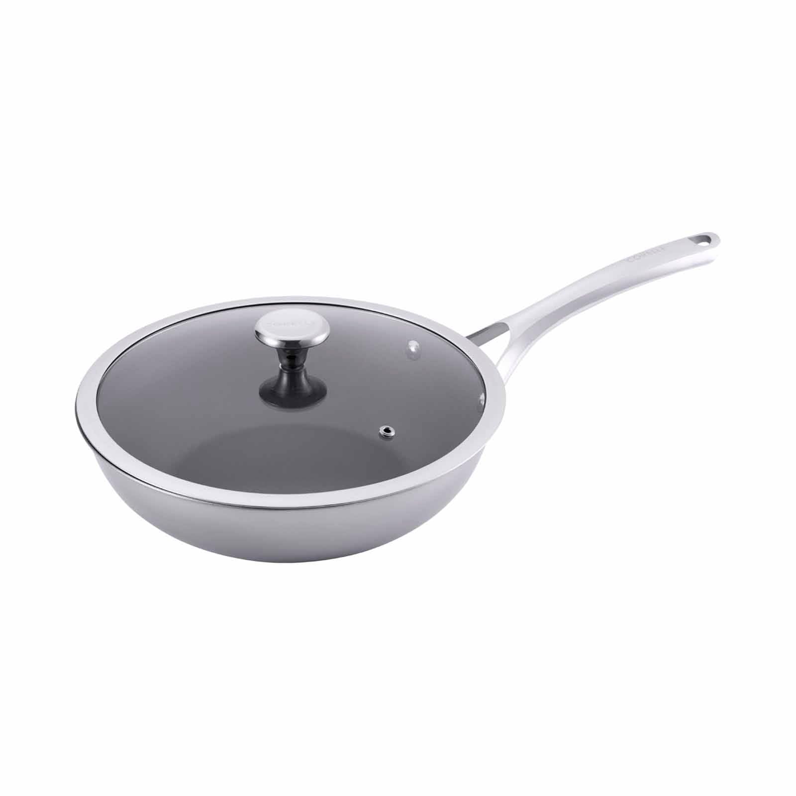 Corelle Brands DuraNano CBDN28WOK-HH/SG Wok Pan with Lid, 28cm