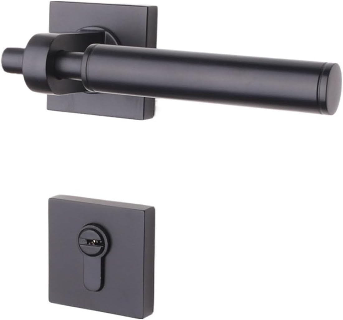 Gray Black Door Lock American Simple Indoor Nordic Room Door Lock Yellow Bronze Bedroom Magnetic Silent Door Lock Split Lock(Gray Black Genuine Leather)