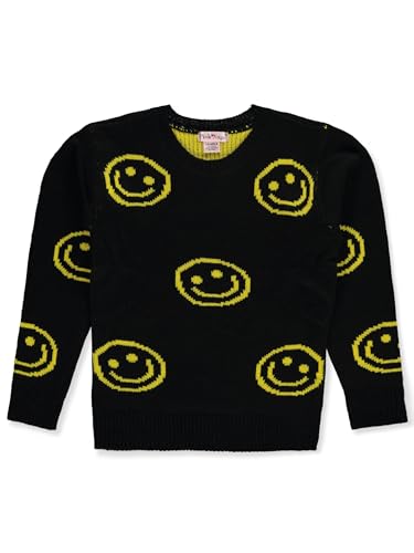 Pink Angel Girls' Allover Smile Sweater - Black/Yellow, 2t
