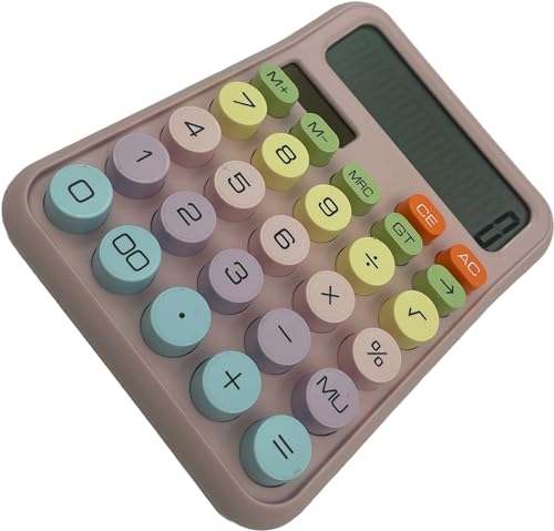 Calculadora Colorida Botoes Redondo de Mesa com 12 dígitos Solar e a Pilha (Roxo)