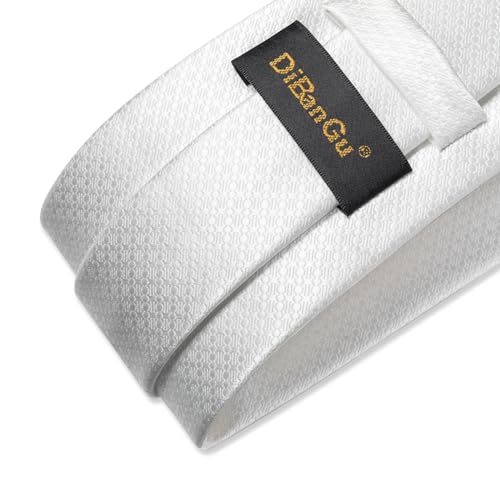 Image of DiBanGu Mens Tie Silk Plaid Striped Necktie and Pocket Square Cufflinks Tie Clip Set with Gift Box Formal Wedding Party