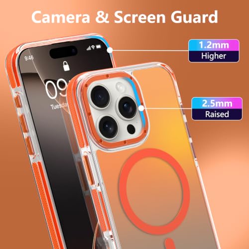 Image of Magnetic Case for iPhone 16 Pro Max [Compatible with Magsafe] [Cute Fashion Fluorescent Design] [1 Screen Protector] Slim Translucent Matte Case for iPhone 16 Pro Max 6.9 inch 2024, Orange
