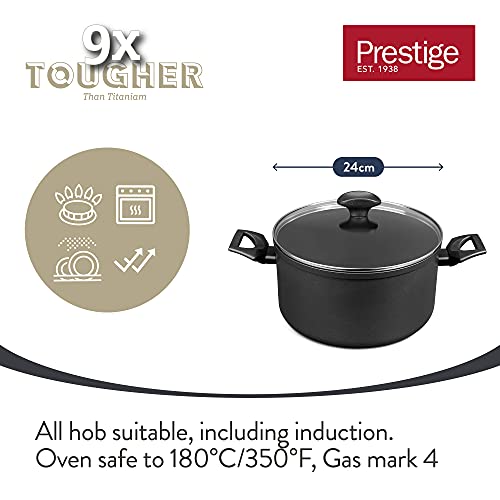 Prestige Tougher Stock Pot with Lid - Induction Stock Pot with Scratch Resistant Non Stick, Stay Cool Easy Grip Handles,24cm, Stockpot - Image 3
