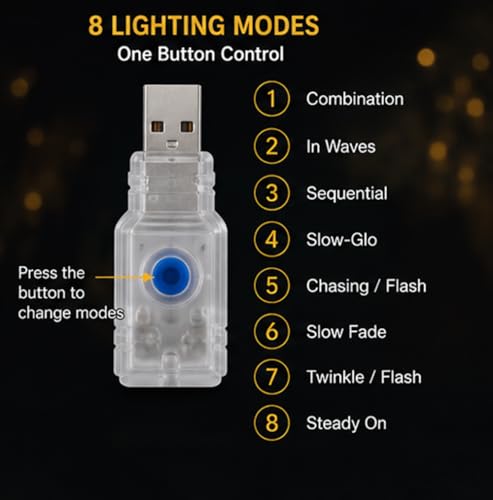 Image of Litehom Starbursts Light, 10 Bright Starbursts Design Sparckle 10Ft Light with USB 8 Mode Operated for Diwali, Home Decoration, Birthday, Christmas Tree, New Year, Bedroom Fairy Light (Yellow)