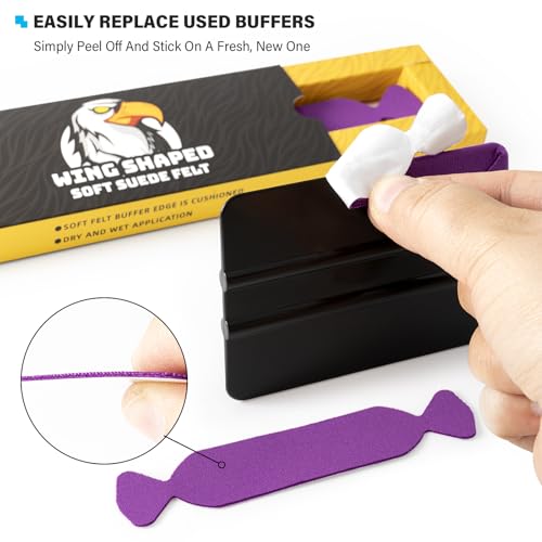 Image of Gomake Vinyl Squeegee Buffer 30PCS Pre-Cut Felt Microfiber Squeegee Pads for Window Tint Wet or Dry Vinyl /PPF Application (Purple)