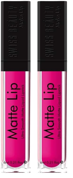 Image of Swiss Beauty Ultra Smooth Matte Lip Liquid Lipstick, Smooth Lip Color, Weightless Finish, Silky Matte Finish, Shade- Fire Red, 6ml (Pack of 2)