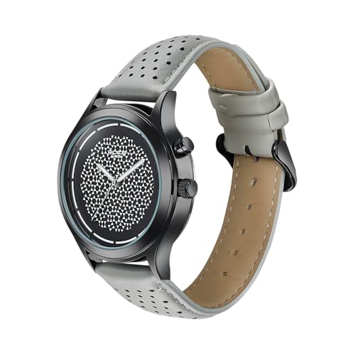 Image of Sonata Poze 8 EL Glow Watch Quartz Analog with Grey + EL Glow Dial Grey PU Leather Strap Watch for Men - SP70108NL01W