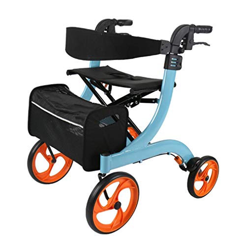 歩行器、ジュニア歩行器ウォーカー、シート付き、ドライブ医療用ローリングウォーカー折りたたみ式、4輪医療用歩行補助具ダブルブレーキシステム、高齢者のウォーキングに使用