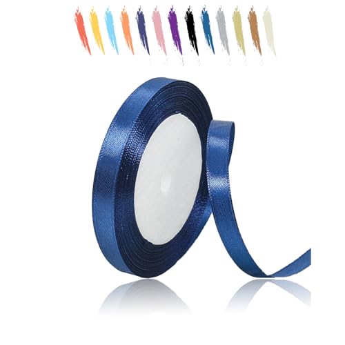 MORAINJAY 10mm Cinta de Satén Bien,23M Cinta Regalo Azul Marino para Envolver Regalos,Cinta de Lazo,Globos,Cinta de Ramo,Cinta de Cumpleaños Regalo,Cinta de Raso para Vestidos de Bodas Decoración