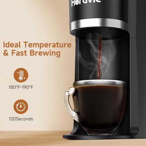 Image of Small Single Serve Coffee Maker, One Cup Coffee Machine for K-Cup & Grounds