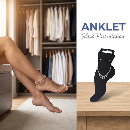 Foot Shaped Anklet Display Cards, Blank Bracelet Jewelry Holder,100Pack | Smooth, Durable Cardboard For Boutiques & Crafters, Ideal For Earring Displays And Easy Diy Personalization. — view 2