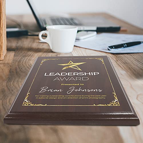 9" X 12" Custom Wall Plaque For Awards And Recognition, High Gloss Mahogany Finish Plaque With Keyholed Back For Vertical And Horizontal Hanging, Personalized Plaque For Office Wall Decor (Design E) #TOP6