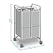 Simple Trending Heavy Duty 2-Bag Laundry Hamper Sorter Cart with Rolling Wheels, Silver