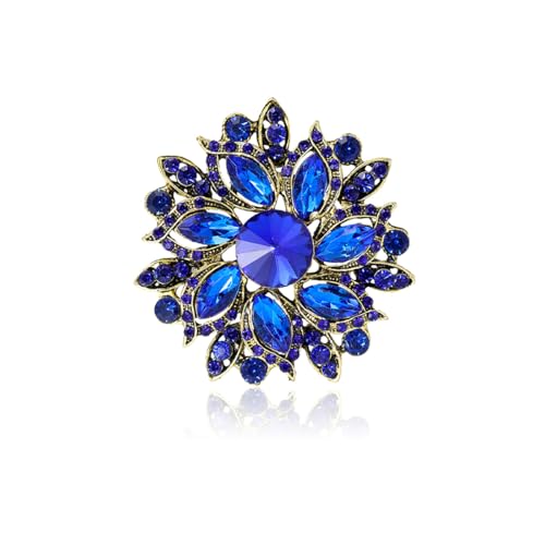 Image of Rhinestone Flower Brooch for Women Vintage Crystal Flower Brooch Pin Elegant Clothing Hat Bag Accessories Christmas Birthday Party Wedding Costume Jewelry