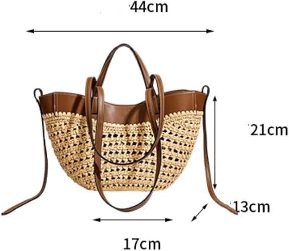 Bolso de cuero para mujer tejido de paja pequeño miniatura 7