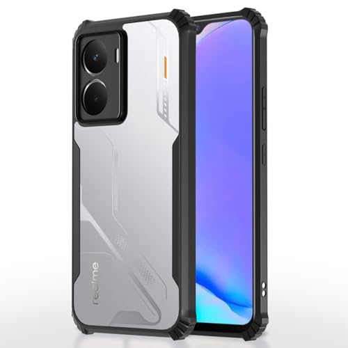 Image of NSTAR Shock Proof Clear Protective Back Case for Realme P3 5G | Acrylic Crystal Clear 360 Degree Protection- (PC & TPU, Black Bumper)