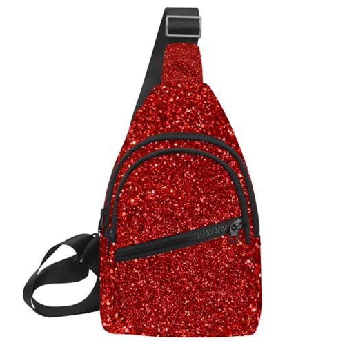 Bolsa bandolera para viajes y uso diario en llamativo tono rojo paillette multicolor