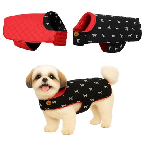 Image of Sage Square Dog Print 3-Layered Jacket Windproof - Durable, Water-Resistant, Comfortable Fit, Stylish Dog Coat with Trendy Design Deal for Cold Weather, Indoor & Outdoor (Printed, XS - 12 Inch)