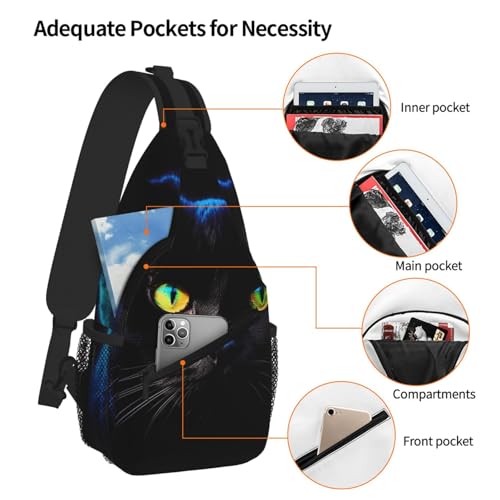 Sling Bag para mujer y hombre bolso cruzado de viaje negro miniatura 5