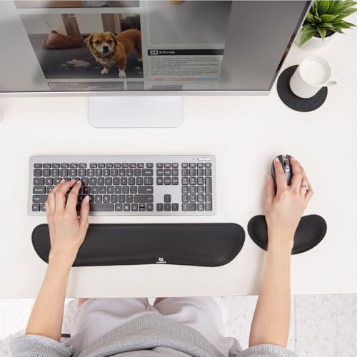 Image of Gimars Memory Foam Non Slip Keyboard Wrist Rest Pad and Mouse Wrist Rest Support For Office, Computer, Laptop, & Mac - Durable & Comfortable & Lightweight For Easy Typing & Pain Relief