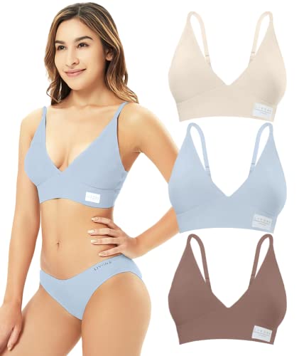 Livona 3 Pack Comfort Bra For Women- Padded Sports Bralette, Sexy V-Neck Wireless Everyday Bra, Crop Cami Plunge Bra S-Xxl #TOP9