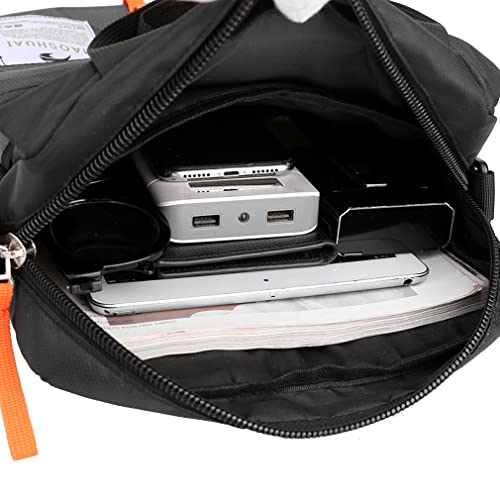 Hebetag Bolsa de ombro pequena de couro para homens, viagens ao ar livre, negócios, #29preto, cinza