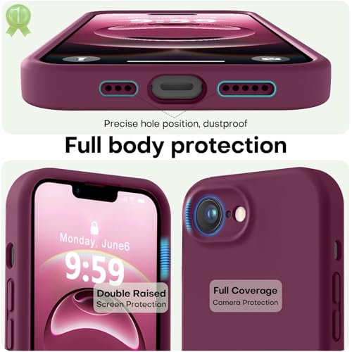 Image of LOVE 3000 Designed for iPhone 16e /17e Case, Premium Silicone with [Soft Anti-Scratch Microfiber Lining] Shockproof Protective Phone Case for Men Women Girls 6.1 inch, WineRed