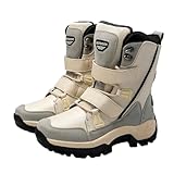 Surwin Botas de Nieve Mujer Antideslizantes, Botines Mujer Invierno Plataforma Cálido Botines de Nieve con Forro Cómodo Suave EU 36-42 Hebilla de Nailon Botas Montaña Zapatos Trekking (Beige,38)
