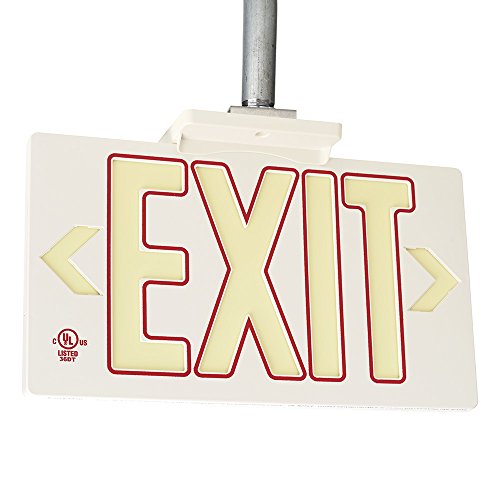 Ul Listed 50 Foot Jessup Glo Brite 7132-B Exit Sign Double Sided With Frame, White With Red Outline, 8.75-Inch X 15.5-Inch (Mounts 4 Ways, Includes Bracket And Arrows) #TOP5