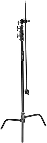 Miniatura 3 de Flashpoint Kit de soporte de luz C de 10.5 pies sobre base de tortuga con columna elevadora cargada por resorte de dos niveles, brazo de agarre de