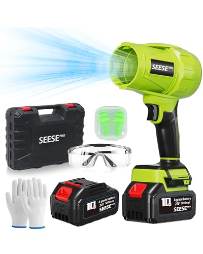 Seese Pro Blower, Turbo Jet Blower 1000g Thrust, Cordless Leaf Blower, Ultra-Light 1200 CFM 200 MPH Handheld Power Blower, Long Runtime for Car Drying, Porch, Steps (1 Battery)