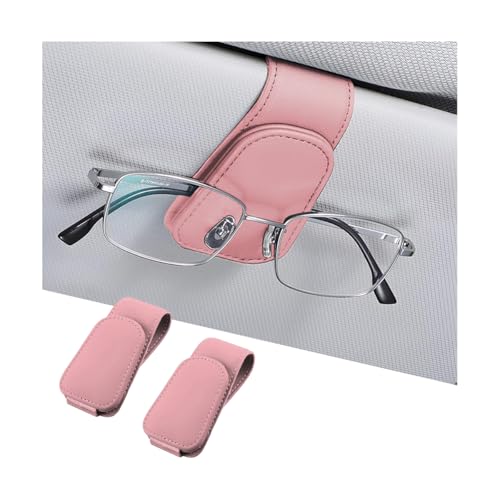 Image of AICEL Sunglasses Holders for Car Sun Visor, Leather Eyeglasses Hanger Mounter, Magnetic Glasses Holder and Ticket Card Clip, Auto Interior Accessories Universal for SUV Pickup Truck