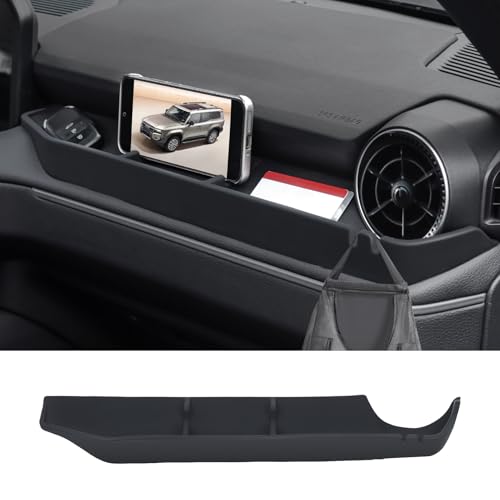 LaIIker Co-pilot console storage box suitable for 2024 2025 2026 Toyota Land Cruiser 250 1958 Prado silicone anti-skid interior tray organizer mobile phone bracket refit accessories (Co-pilot Black)