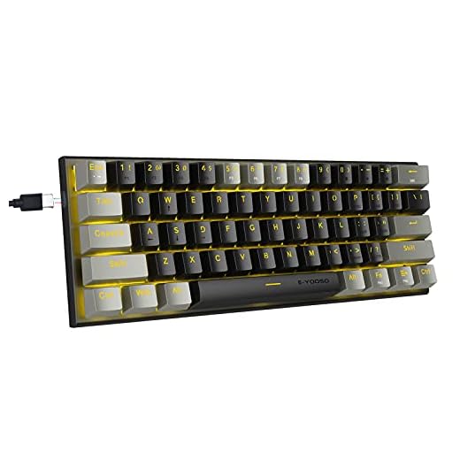 E-YOOSO 60% Mechanical Keyboard, Blue Switches Mechanical Gaming Keyboard Wired with LED Backlit, Ultra-Compact 60 Percent Computer Keyboard for Windows, Mac OS (Black Grey)