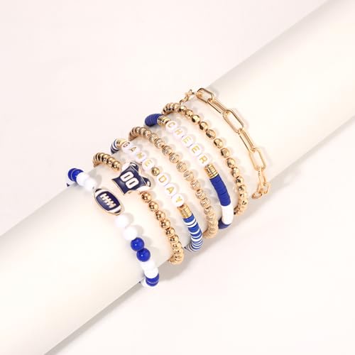 FAERLIIRY Game Day Bracelets Cheer Football Bracelets for Women Stackable Team Inspirational Bracelet Football MOM Game Day Outfits Accessories Jewelry Gifts2