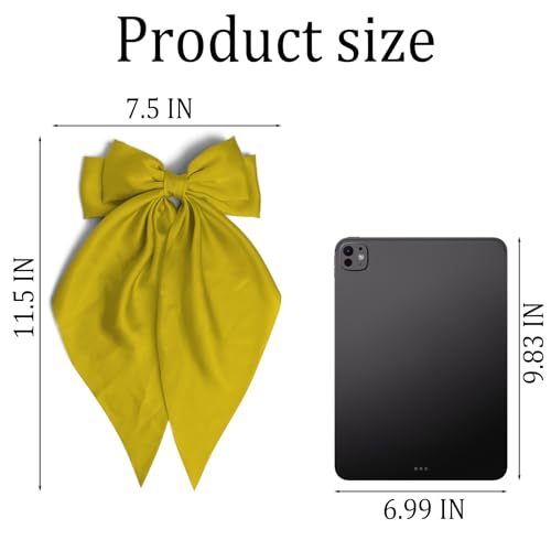 Lazos grandes para cabello de mujer, lazos amarillos miniatura 2