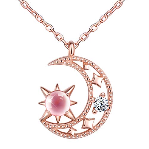 Unendlich U Collier femme fille, collier en argent 925, Pendentif de la lune, orné le cristal et la pierre brillante