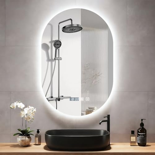 Litglobe Specchio Bagno con Luce 50x75cm,Specchio Bagno LED con Antiappannamento,Specchi𝗼 da Bagn𝗼 con Interruttore Touch,3000K-6500K Dimmerabile