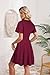OBBUE Women's Summer Sundress V-Neck Wrap Casual Dress Short Sleeve Floral Party Dresses Burgundy XS