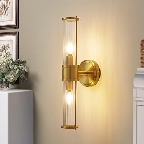 Linour Gold Wall Sconce Light Fixture - Bathroom Sconce Indoor Industrial Wall Sconce Vanity Light Wall Light Up and Down Wall Mount Lamp for Bathroom Bedroom(Without Bulb)