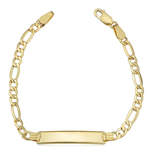 Kooljewelry 14k Yellow Gold High Polish Figaro Baby ID Bracelet (5.5 inches long)