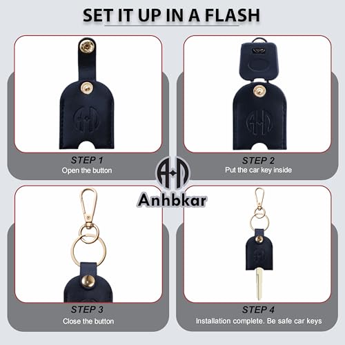 Image of Leather Keys Sleeve for Broken Car Key Loop Replacement, Keychain Cover Cute Protector and Holder for Men, Women